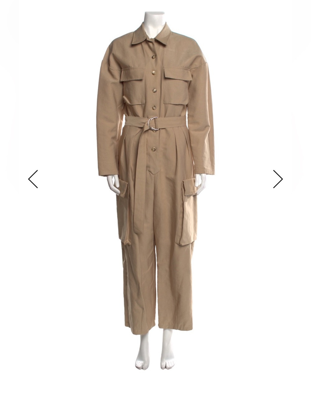 The Frankie Shop Beige Utility Belted Jumpsuit